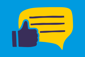 Thumbs up and speech bubble