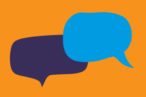 Two speech bubbles overlapping